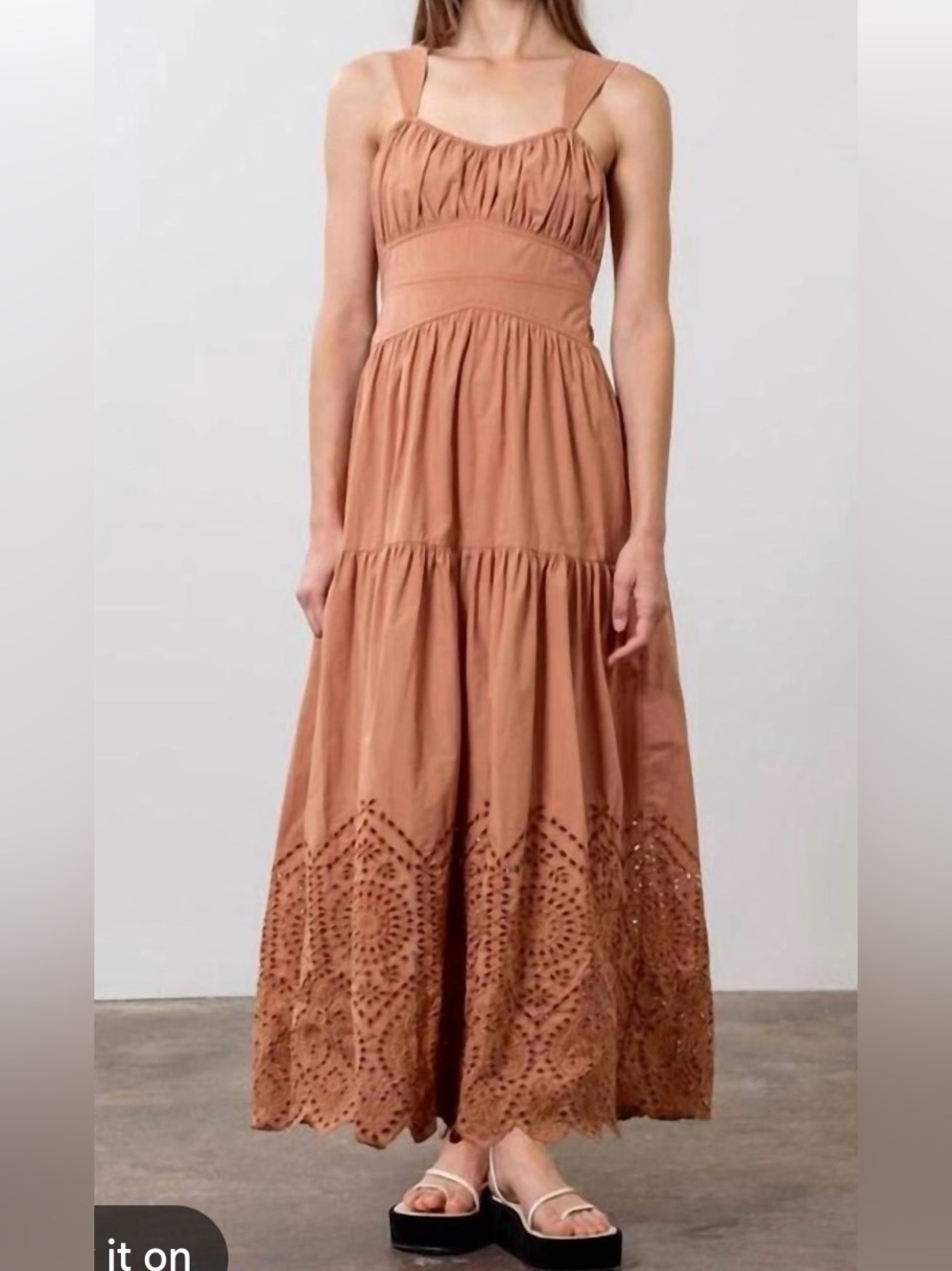 Women’s Maxi Dress with Eyelet Hem in Terracotta